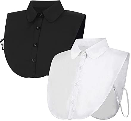 2 Stücke Frauen Kragen Krageneinsatz Damen, Fake Collar Detachable Collar Abnehmbare Hälfte Shirt Bluse Blusenkragen Einsatz für Damen Gefälligkeiten (Rundhals)