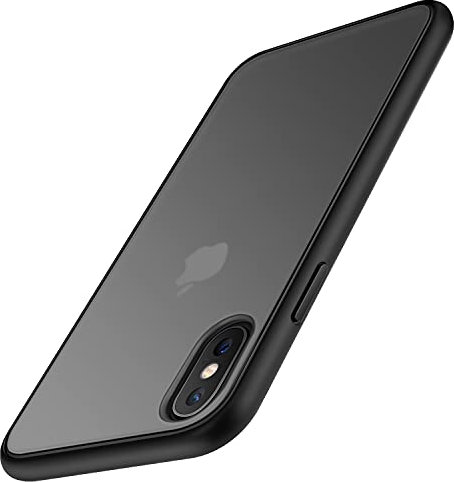 TENDLIN iPhone X/XS Case - Translucent Matte Hard Back with Soft Silicone Bumper (Black)