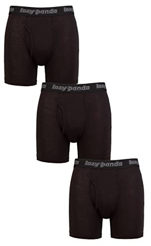 SockShop Lazy Panda Homme Bambou Boxer Shorts Paquet de 3 Noir XXL
