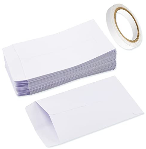 100 Papiertüten Klein Samentütchen 10 x 6 cm Weiß Kraftpapier Tüten für Gastgeschenke Hochzeit, Süßigkeiten, Münzen