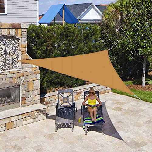 Toldo Vela Impermeable Exterior Terraza, Triangular Rectángulo 3x4x5m, Toldos Velas de Sombra para Patio Jardin, Tela Oxford Resistente, 95% Protección Rayos UV, para Jardim Pérgola - Arena