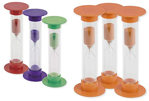 TimeTex Sanduhren-Set 3-TLG. - 15 Minuten - orange - 14,5 cm hoch - 3 Sanduhren mit der gleichen Laufzeit - 61946