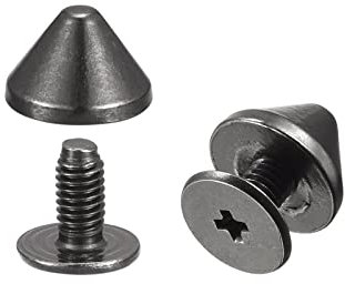 sourcing map 9x6mm Schraube Nieten Rückseite, 20 Sätze solide Leder Nieten für DIY Schwarz