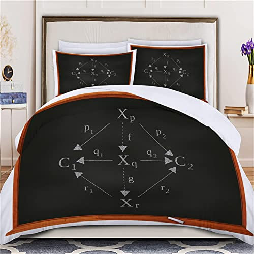 Kinder Bettwäsche Set Schwarze mathematische Formel Bettwäsche 135x200 cm Jungen Bettbezug für Mädchen Kids Microfaser Himmlische Qualität Betten Set mit 1 Kissenbezug 80x80cm Einzelbett 2
