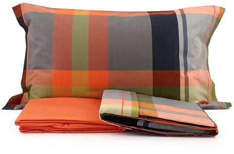 Bossi Completo lenzuolo MATRIMONIALE tinto filo, sopra 255x290, sotto 175x200 con angoli, federe 52x83 con due volani (Foto 01 7422 CLIFF, MATRIMONIALE)