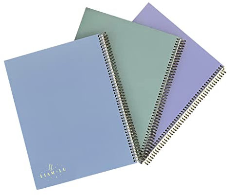 Spiralnotizbücher für Linkshänder, College, liniert, [3er-Pack, 100 Blatt], 22,9 x 27,9 cm, mit dickem Papier, Spiralbindung und wasserdichtem Notizbuch, stilvolle und trendige Notizbücher für