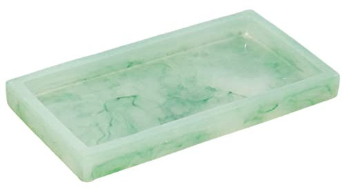 BOMBKI Bandeja Rectangular Antideslizante de Resina de Cuarto de Baño, Bandeja Decorativa Rectangular, Bandeja Decorativa para Hogar, para Joyas, Velas y Jabón (Verde Jade)