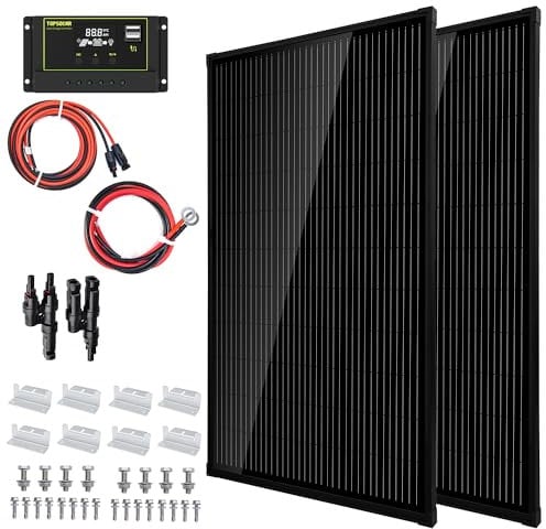 Topsolar Solar Panel Kit 340 (2 * 170 Watt) monocrystalline Silicon Off-Grid System for Houses, RVs and Boats + 30A 12V/24V Solar Charge Controller + Solar Cable + 8 mounting Z-Brackets