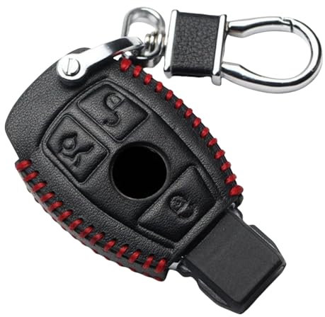 OTMIK Leder Auto Smart Key Protector Case Cover Schlüsseltasche Schlüsselanhänger für Mercedes Benz CLS CLA GL R SLK AMG A B C S Klasse Key Shell Zubehör (3 Knöpfe)