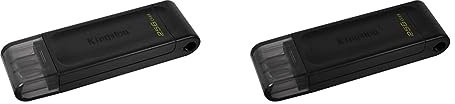 Kingston DataTraveler 70 - DT70/128GB USB-C-Stick mit dem Mehrwert, Schwarz (Packung mit 2)