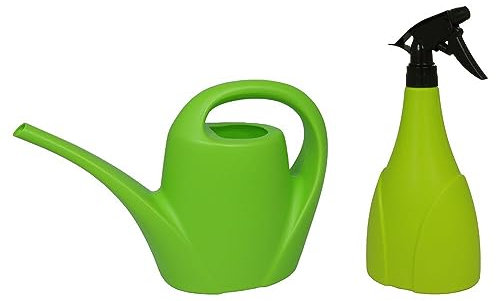 MePla - Set Gießkanne 1,5l Indoor + Sprüher 1,0l - lemongrün, wetterfest aus UV-beständigem Kunststoff