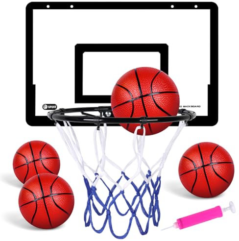 OSDUE Mini Basketballkorb Set, Basketballkorb Indoor für Kinder, Basketball Korb im Zimmer Wandmontage Mit 4 Balls, Basketballkörbe tür Set für Jungen Mädchen Outdoor Indoor, Geschenk zum Kindertag