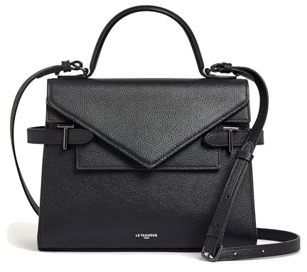 Le Tanneur, sac à main moyen modèle, sac bandoulière, en cuir grainé, emilie, femme, double rabat, poche zippée, poche plate arrière et avant, bandoulière ajustable et amovible, porté main et croisé