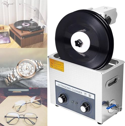 Pulitore Ad Ultrasuoni,Macchina per Pulizia Di Dischi in Vinile 6L,Pulitore Ad Ultrasuoni per Dischi,Timer 0-30 Minuti,Per Gioielli,Anelli,Occhiali,Protesi Dentaria,Cinturini per Orologi,Monete