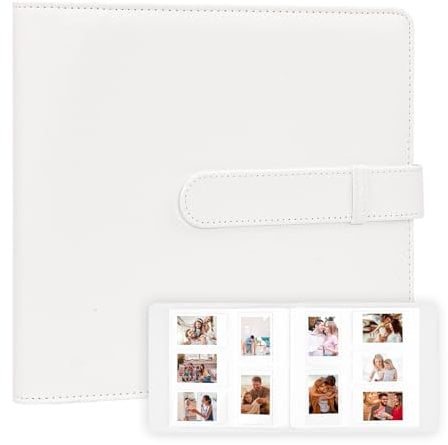 360 Taschen Fotoalbum für Fujifilm Instax Mini Kamera, Fotoalbums für Polaroid, Ledertasche, Fotoalbum für Instax Mini 12 11 9 40 90 8 7 Evo LiPlay Sofortbildkamera, 2x3 Fotoalbums,White