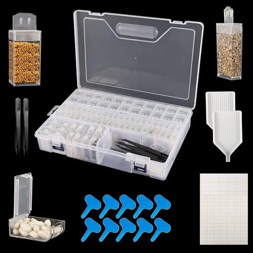 Samen Organizer, 80 Slots Kunststoff Saatgut Aufbewahrungsbox mit Etikett Aufkleber Seed Storage für TomatenSamen Chili Samen Kräuter Samen Gemüse Samen Paprika Samen Blumensamen