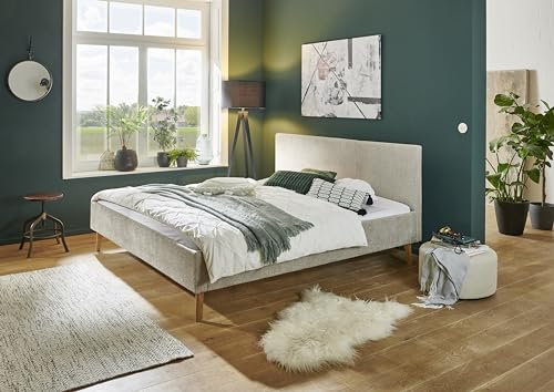 sette notti Polsterbett Kreta 180 x 200 cm mit Kopfteil glatt & Stoffbezug Abriamo - Bett, Jugendbett, Bettgestell, Doppelbett – Taupe