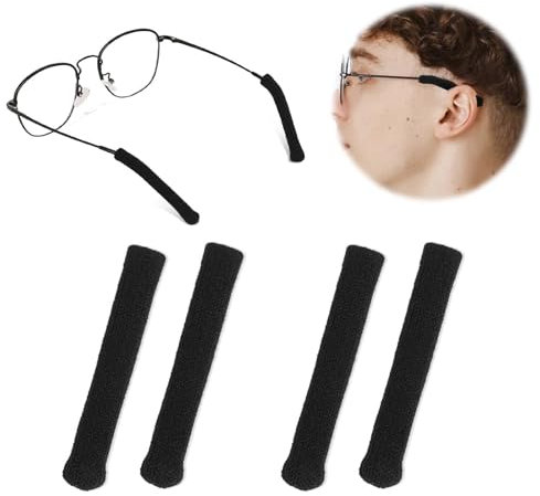 Abeillo 4PCS Glasses Ear Cushions, Soft Eyeglass Anti Slip Temple Tips Elastic Ear Pads for Glasses Spectacle Arms Sleeves Covers Eyewear Retainer for Glasses Sunglasses