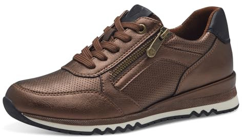 MARCO TOZZI Damen Sneaker flach Vegan Freizeit, Braun (Bronce), 40 EU