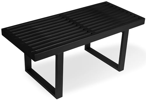 Banc en bois Nelson à lattes en bambou, petits bancs en bois pour entrée, salon et salle à manger, cuisine, chambre, salle de bain, couloir, porte d'entrée, pour intérieur et extérieur, décoration