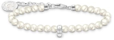 THOMAS SABO 2 Member Charm-Armband mit weißen Perlen Silber 925 Sterlingsilber, Kaltemail A2141-158-14