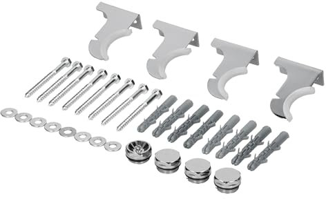 LuxeBath Support pour Radiateur Design de Salle de Bain, Chrome, Matériel de Montage: Supports Muraux, Vis et Chevilles, Vis de Support, Rondelles, Vanne de Purge 1/2 Pouce, Obturateur 1/2 Pouce