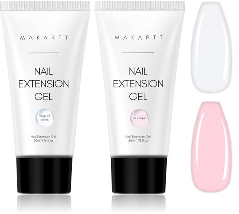 Makartt Poly Nail Extension Gel: Nail Thickening Acrylic Extension - Starter Polish Clear & Wisp of White