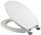 ADEPTNA Luxury Durable 18 Toilet Seat - Adjustable to Fit Most Toilets, Oval Seat Hinges and Parts Bathroom Wooden MDF Toilet Seat - Easy to Clean and Install (White Groove)