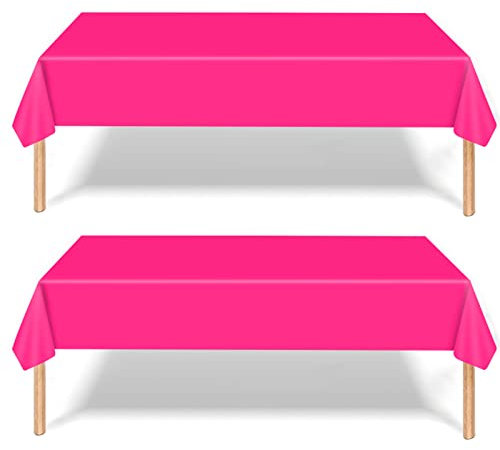 2Pcs 137*274cm Hot Pink Party Tablecloth Decorations for Girls Birthday,Disposable Party Table Cloth Party Table Covers Dining Tablecover for Indoor or Outdoor Girls Women Birthday Picnic Party Favor