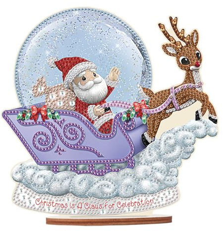 JISHSHAY Weihnachten Diamond Painting Tischdekoration Weihnachtsmann Diamant Painting Tischdekoration Rentier Diamantmalerei Tischdeko Diamaond Malerei Tisch Deko Diamant Malerei Ornamente Christmas