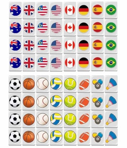 Seaside Escape Game Blöcke 65 Fliesen Seaside Escape Game Fliesen Flagge Muster Spiele Mahjong Fliesen Set(Style 6,30mm)