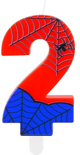 Spider Number 2 Birthday Candles for Cake,Blue Red Spider Number 2 Candles, Girls Boys 2nd Birthday Decorations, Spider Themed Candles Cake Toppers for Boys Girls Birthday Party Halloween Decorations
