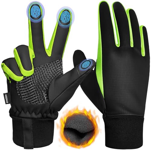 Sukeen Winter Handschuhe für Herren und Damen - Winddichte Thermo-Fahrradhandschuhe, rutschfeste Touchscreen Laufhandschuhe, Wärme Schwarze Sporthandschuhe