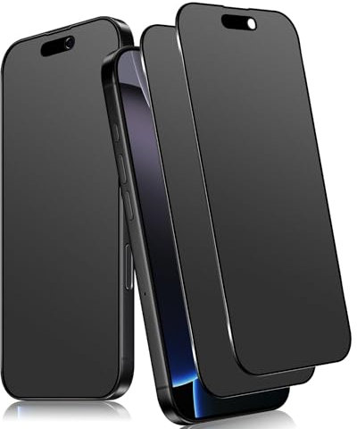 Robofun 2 Stück Matte Sichtschutz Schutzfolie Kompatibel mit iPhone 16 Pro Max für Panzerglas Matt, Anti Fingerabdrücke Matte Anti-Spy Folie, Blendschutz Full Screen Privacy Schutzglas -6.9 Zoll