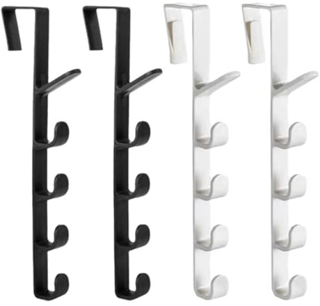IKOPFLN 4 Colgadores de Puerta Verticales Robustos, Colgadores de Puerta Prácticos, Sin Taladrar, Ganchos de Puerta para Dormitorios Baño