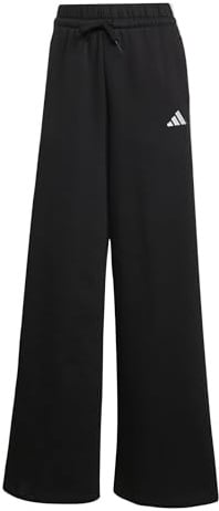adidas Femme Women 3-Stripes Fleece Wide Pant, Black, L