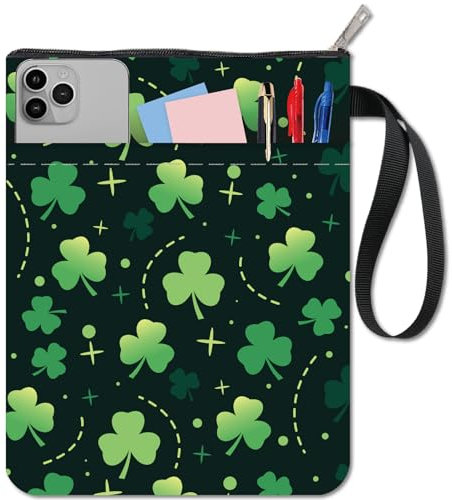 craspire Clover Book Covers Plant Leaf Book Protector Book Sleeve for Paperbacks Tissu Lavable Couverture de Livre en Tissu avec Fermeture Éclair et Poche Supplémentaire pour Les Amoureux des Livres