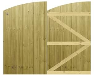 Premier Garden Supplies Made to Measure Tongue & Groove Semi-Braced Arch Top Driveway Gates for Measurements Height 4ft - 5ft (120-150cm) x Width: <6ft (183cm)