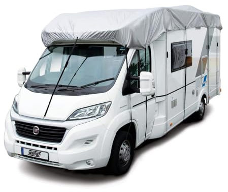 NEWFUN Wohnwagen Abdeckung, Wohnwagen Schutzhülle, Wohnmobil Schutzhülle, Wohnwagen Dachabdeckung passend für 700 cm bis 750 cm, UV-Schutz, Sonnenschutz, Schneeschutz, Frostschutz（ 7-7.5mX3M）