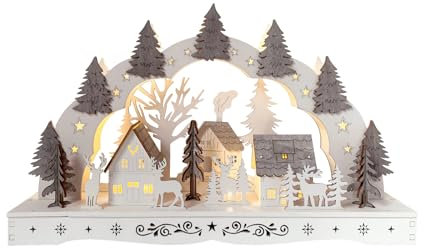 HTI living Leuchtbogen Dorf mit Tannen Schwibbogen Batteriebetrieb