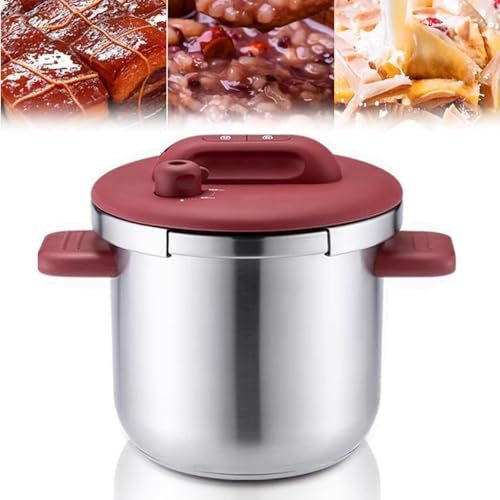 McbeAn Stainless Steel Pressure Canner and Cooker, 7L/22cm Instant Cook Pot, with Adjustable Exhaust Valve, with Steamer Basket and Glass Lid, for Works On All Cooktops