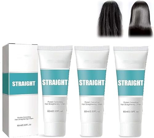 Protein Correcting Hair Straightening Cream,Nourishing Fast Smoothing Collagen Hair Straightener Cream,Silk & Gloss Hair Straightening Cream, for Curly Hair and Dry Hair (3 pcs)