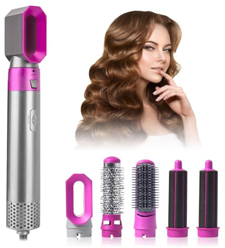 Bwaliffury Spazzola Asciugacapelli Multifunzione, Spazzola ad Aria Calda 1000W, Spazzola Lisciante Air Styler, Ferro Arricciacapelli, 5 Accessori, Airstyler per Lisciante, Arricciare, Asciugare
