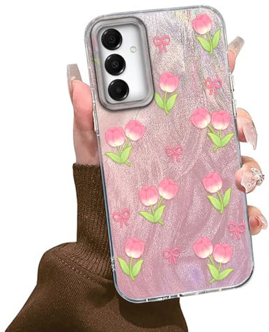 Tedyhulle Cover per Samsung Galaxy A35 5G Custodia lucido floreale rosa Disegno, Carino Trendy Soft Slim TPU Resistente agli urti e ai Graffi Caso protettiva per le donne Ragazze Glitter