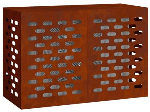 vidaXL Air Conditioner Cover Rusty 90 x 40 x 60 cm Weathering Steel, Air Conditioner Cover, Garden Appliance Shield, Winter Protection, Rectangular Outdoor Accessory, Durable Weatherproof Design