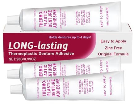 Thermoplastic Denture Adhesive, Refits and Tightens Loose Upper and Lower Dentures and Partials, Comfortable Non-Glue Long Holding Reliner - Convenient Dental Glue for Teeth - Improves Fit