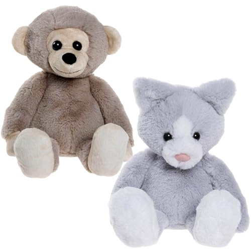 sarcia.eu Charlie Bears, Set mit Zwei Kuscheltieren aus der Serie Bear&Me: AFFE Cheeky und Katze Puddy – Plüschtiere ideal für Kinder (B)