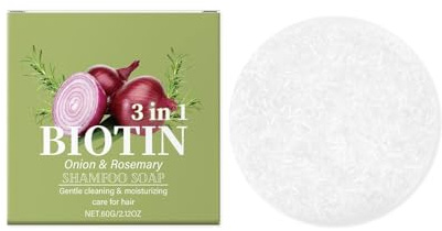 Zwiebel und Rosemarin Haarseife,Verbessern Sie die Haarelastizität und reduzieren Sie Styling Schäden,Haarpflege Feuchtigkeit sauber 3 in 1 für alle Haartypen,60g / 2.12oz
