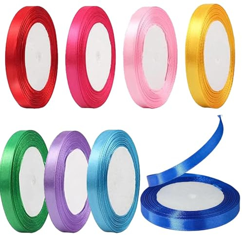 8 Roll Double-Sided Satin Ribbon Set, 1cm x 22m Assorted Colors for Crafting, Gift Wrapping, Sewing & DIY Decorations