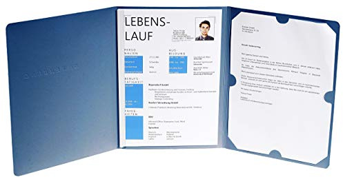 Exacompta 49102B Bewerbungsmappe SUCCESs in Leinenoptik. Aus starkem Colorspan-Karton 2teilig mit 1 Klemmschiene für DIN A4 cm blau